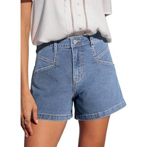 Sidefeel Women’s Jean Shorts High Waisted Stretchy Casual Zimbaplatinum Summer Denim Shorts with Pockets, XL