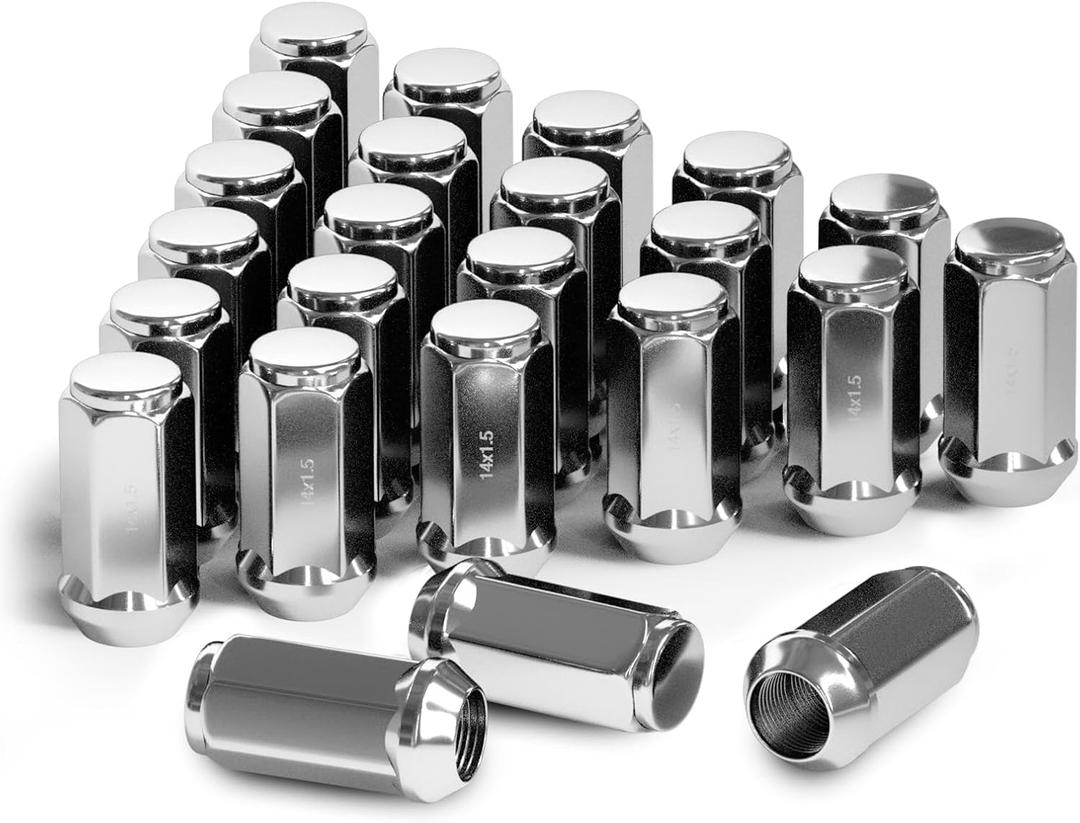 TIROL 24pcs M14X1.5 Lug Nuts, Compatible 2015-2021 Suburban, 2000-2021 Silverado 1500 Sierra 1500, 2001-2020 Yukon, One-Piece Design Factory Acorn Wheel Lugnuts - 1.8" Height 3/4" Hex