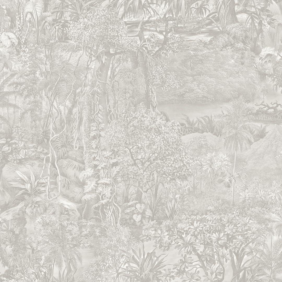 Tempaper Grey Jungle Toile Removable Peel and Stick Wallpaper, 20.5 in X 16.5 ft, Made in The USA