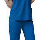 Sumincarly Scrubs for Women, 9-Pocket Soft V-Neck Top and Stretch Jogger Pants, Medical Uniform for Nurses, Doctors Size L
