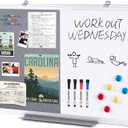 S SWANCROWN 2 in 1 Combo Board Magnetic Whiteboard & Felt Board,Dry Erase Board Bulletin Board Vision Board for Wall,Home,School,Office,24x18inches