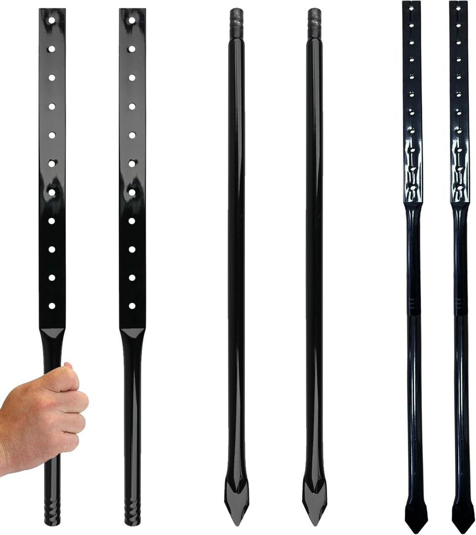 Metal Stakes for Yard Signs, 36-Inch Heavy Duty Ground Posts, Black, Set of 2 with Hardware