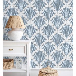 Rugreat Blue/White Wallpaper Peel and Stick Modern Palm Leaf Contact Paper for Cabinets Self Adhesive Removable Wallpaper for Bedroom Boho Geometric Contact Paper Bathroom Waterproof 17.3inW 78.7inL