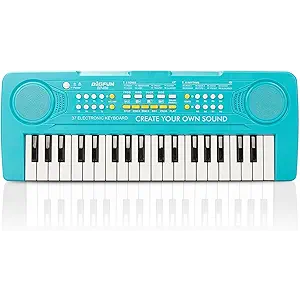 Keyboard Piano for Kids, BIGFUN 37 Keys Toddler Piano Multifunction Music Educational Instrument Toy, Electronic Kids Keyboard for 37 Year Old Girls and Boys (Blue)