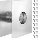 3.5 Wall Thimble for 3 Pellet Stove Pipe, 10x10 Inch Plate, Fits 66 Wall Opening, Fixed 4.33 Length with Front & Back Flanges, Stainless Steel, Includes 20 Screws