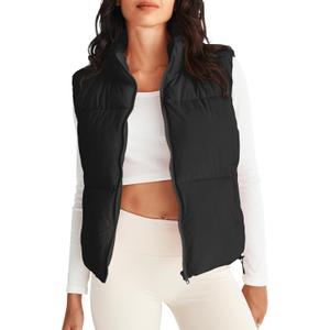 MEROKEETY Puffer Vest Women 2026 Fall Winter Sleeveless Jackets Lightweight Warm Stand Collar Quilted Zip Up Coat, Medium