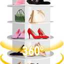 7 Tier Rotating Shoe Rack, 360 Revolving Free Standing Shoe Organizer, Multifunctional Storage Revolving Shoe Rack Tower, Spinning Shoe Display Lazy Susan (White)