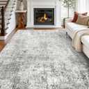 RELEANY Washable Area Rugs 9'x12' Non-Slip Modern Abstract Soft for Living Room Entryway Bedroom Nursery, Print Pattern, Gray White Grey