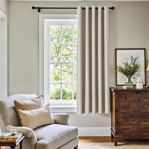 jinchan Room Darkening Curtain 63 Inch Length Beige Curtain for Bedroom Living Room Drape 1 Panel Texture Grommet Top Window Treatment 72 Inches Wide by 63 Inches Long (72"W x 63"L (Pack of 1), Greyish Beige)