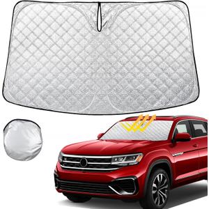 Windshield Sun Shade for Volkswagen Atlas 2018-2023 2024 2025 VW Atlas Cross Sport Thicken 4-Layer Foldable Front Window Sunshade Cover Sun Visor Protector Block UV Rays Windshield Sun Shade for Volkswagen Atlas 2018-2023 2024 2025 VW Atlas Cross Sport Thicken 4-Layer Foldable Front Window Sunshade Cover Sun Visor Protector Block UV Rays