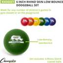 Champion Sports Rhino Skin Low Bounce Dodgeball Sets & Singles for Playground, PE, Backyard & League Games Team Sports Equipment for Youth & Adults, 6 Inch - Set of 6 Balls