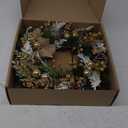 Christmas Wreath for Front Door 20", Artificial Flocked Winter Door Wreath with Golden Christmas Balls Leaves Berries Snowy Twig Pinecones, Holiday Wreaths for Front Door Windows Wall Home Dcor (Golden Leaves)