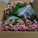 Artificial Fake Flowers for Outdoor Spring Decoration, 16 Bundles Faux Silk Colorful Daisy UV Resistant Realistic for Outside Porch Patio Home Yard Garden Planters Pots Window Box (Pink)