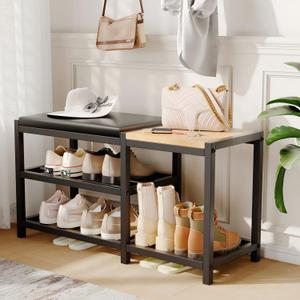 Shoe Bench,Shoe OrganizerHolds Up to 570 lb12 x 30.7 x 17.3Inches3-Tier Shoe Storage Bench,Entryway Bench with Cushioned Seats,for Shoe Rack in The Bathroom,Entryway,Bedroom,Living Room