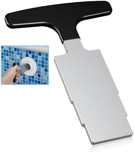 POOLHOUR Pool Plug Removal Tool for Replacing Pool Plumbing System, Metal Eyeball Seat Removal Tool with Handle Grip for Inground Pool, Black, Pack of 2