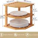 VERTORGAN 3 Tier Bamboo Corner Shelf(2 Pack),Plate Organizer,Dish Drying Rack,Kitchen Spice Rack for Countertop and Cabinet