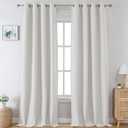 H.VERSAILTEX Linen Blackout Curtains 96 Inches Long for Bedroom/Living Room Thermal Insulated Grommet Curtain Drapes Primitive Textured Linen Burlap Effect Window Draperies 2 Panels - Heather Natural