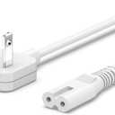 5ft Flat Extension Power Cord Replacement 10A, Figure 8 AC Cable Slim Plug 2 Prong for Anker, Ugreen, Baseus, Creative Design, MSTJRY, Upoy Charger, Power Supply for Xbox, TV, Low Profile