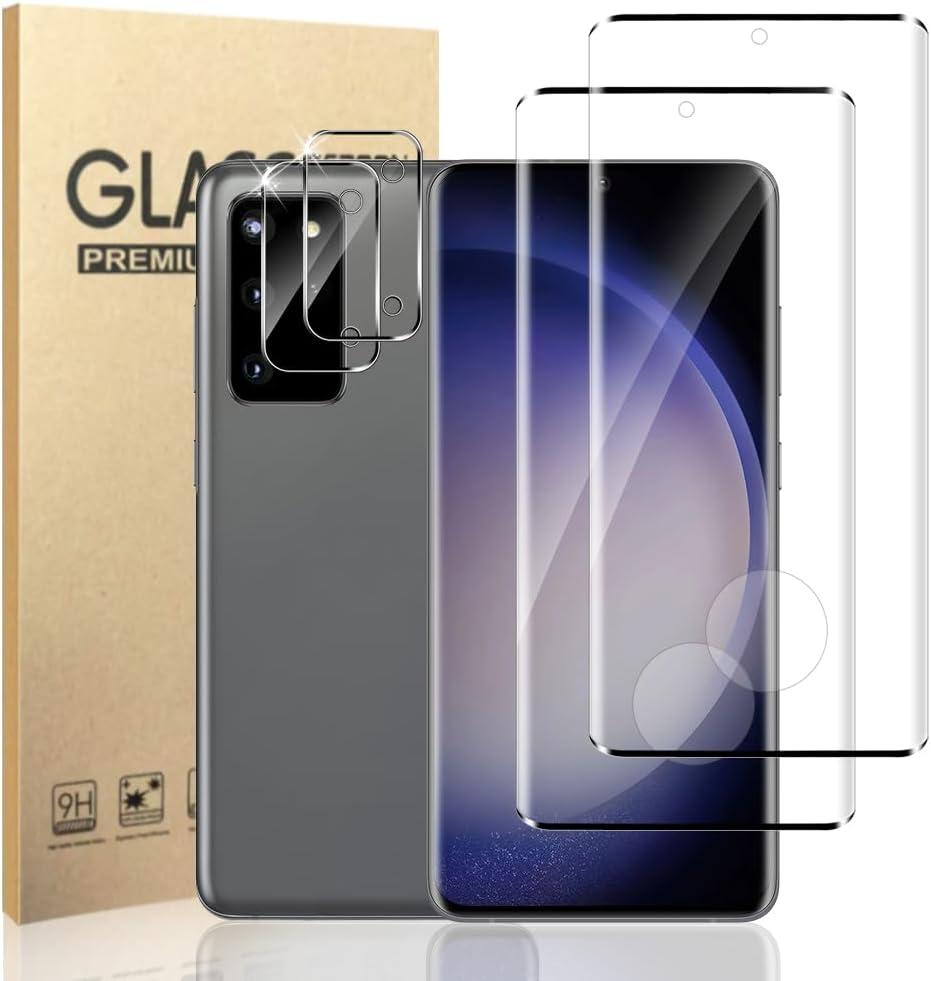 SURFCUZ 2+2 Pack For Galaxy S20 Plus Screen Protector + Camera Lens Protector,9H Hardness,HD Clear,Full Coverage,Case Friendly,Easy Installation,Bubble Free,For Samsung Galaxy S20 Plus -6.7 Inch