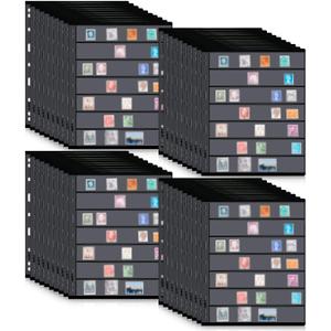 40 Sheets Stamp Pages Collector Stamp Album Page Stamp Pages for Stamp Album Binder with Standard 9 Hole Binder Sleeves for Stamp Collectors(7 Sheets Style)