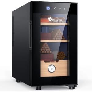 KingChii 23L Electric Cigar Humidors with Temperature Control System, Cigar Cabinet with Spanish Cedar Wood Shelves & Hygrometer, Gifts for Men (3 Layers 150 Capacity)