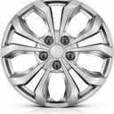 Universal Hubcaps for Steel Wheels, Snap-On Wheel Covers with Adjustable Steel Retaining Ring, Durable ABS, Patent Design (Silver, 14-inch)