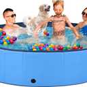 Jecoo Dog Pool for Large Dogs Kiddie Pool Hard Plastic Foldable Dog Bathing Tub Portable Outside Kids Swimming for Pets and Dogs Outdoor Backyard (4XL-97"x16", Blue)