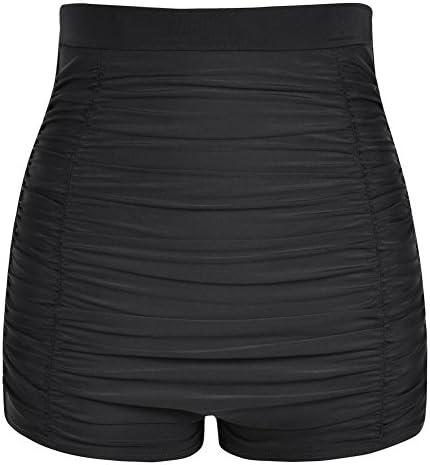 Firpearl Women's High Waisted Bikini Bottom 50s Ruched Boyleg Swim Shorts Tummy Control Swimsuit Bottom, Size 3XL