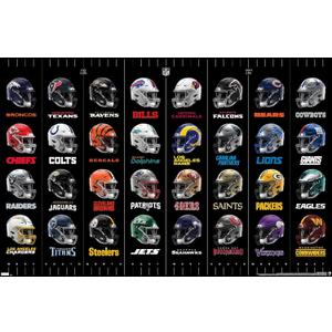 NFL League - Helmets 24 Wall Poster, 34L" x 22.4W", Premium Unframed Version