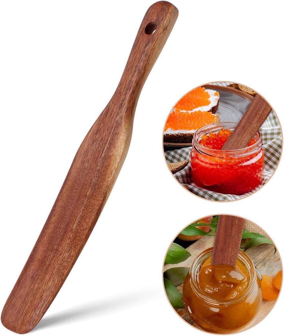 3 x Wooden Skinny Spurtle, 11 Bread Mixing Stirring Stick Spatula for Sourdough Starter, Wood Dough Whisk Flat Kitchen Spreading Cooking Tool Scraper Jar Spatula for Starter Baking Sour dough Gift