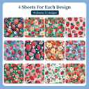 48 Sheets 6'' x 6'' Scrapbook Paper, 12 Designs Strawberry Scrapbook Paper Pad, Fruit Theme Pattern Decoupage Paper for Card Making Folded Card Supplies Journals DIY Crafts Photo Album