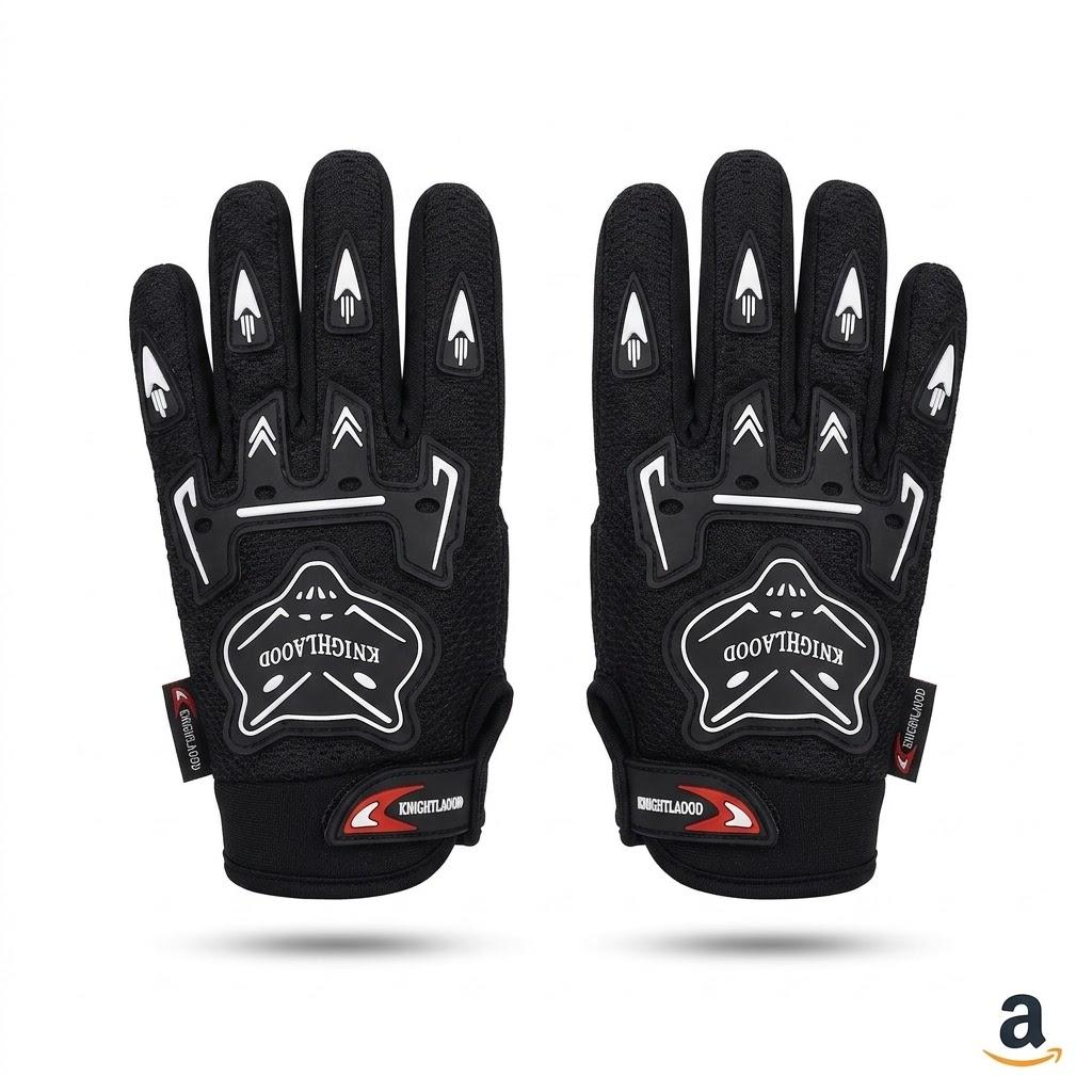 KNIGHTLAOOD Men's Touchscreen Tactical Motorcycle Gloves – Full Finger Racing & Riding Gear with Knuckle Protection 