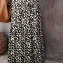 Happy Sailed Womens Floral Print Boho Maxi Skirt Elastic High Waist Pleated Ruffle Flowy Long Skirts S-XL (L)