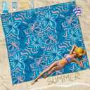 Beach Blanket Sandproof Waterproof 78''81''1-5 Adults Oversized,Compact Lightweight Durable Beach Mat for Travel Camping Hiking Picnic Blanket (Blue Flower)