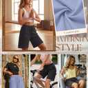 3 Pack Women's Bermuda Shorts Pockets High Waist Knee Length Casual Athletic Drawstring Summer Loose SweatShorts (XL)