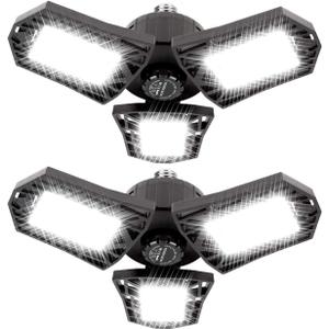 LED Garage Lights - 6000 Lumen 6500K Daylight 60W, Three Leaf Led Garage Ceiling Lights, Pack of 2