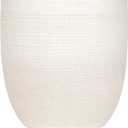 Creative Co-Op Large Matte White Embossed Stoneware Planter