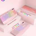Wireless Keyboard and Mouse Combo, 9 Backlit Effects, Wrist Rest, Phone Holder, 2.4G Lag-Free Ergonomic Keyboards, KM22 MAX Rechargeable Silent Set for Computer, Laptop, Mac, Windows -SABLUTE（Pink）
