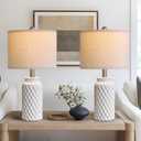 USumkky 20.5" White Modern Ceramic Bedside Lamps Set of 2, Small Table Lamp for Bedroom Decor Farmhouse Nightstand Lamp for Living Room Office