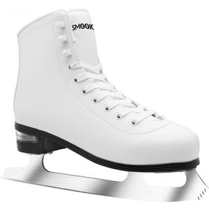 Figure Ice Skates for Women and Men - Air Cushion Deluxe Hockey Ice Skate Premium Leather Skates Indoor Outdoor Rink for Teens Beginner (39-Women's 8/ Men's 6.5, White)