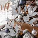 20 Pieces Artificial Silver Glitter Leaf Spray Leaf Picks 13" Tall for Christmas Winter Wedding Wreath Tree Swag Floral Arrangment Vase Bouquets Table Centerpieces Decoration