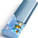 Vaydeer 7 Day Weekly Pill Organizer 2 Times a Day, Metal Am Pm Travel Pill Case, Large Capacity Twice Daily Cute Pill Box for Supplements, Pills, Vitamins and Medication (Blue)