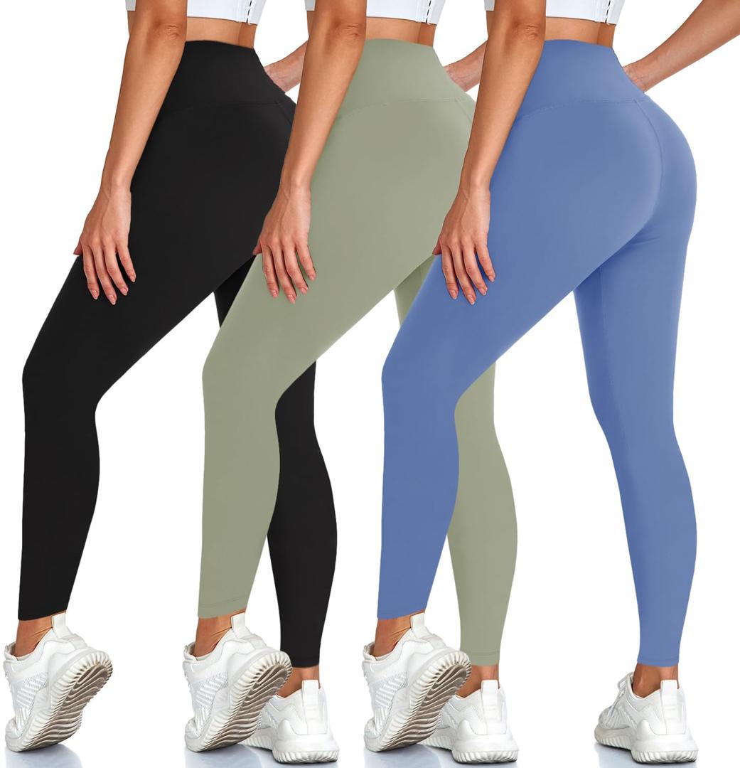 3 Pack Leggings for Women, High Waisted Tummy Control No See-Through Yoga Pants for Workout Running Large - X- Large