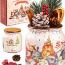 PieceRelax 3D Puzzle Jar 96 Plastic Pieces, Includes Dried Flowers - Phoenix Chan - Purrfect Christmas Party Use Includes Divider as a Pen or Utensil Holder with Wooden Lid [BB1052]
