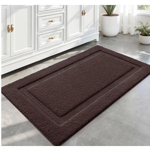 LUMI Large Ultra Soft Bathroom Rugs Non Slip with Rubber Backing, Absorbent Washable Bath Mat Quick Dry, Upgraded Premium Microfiber Plush Carpet for Bathtub and Shower Floor, Brown, 24x43