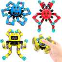 Transformable Fidget Spinner Toys for Kids and Adults,3 Pcs Sensory Toy for Boys Girl ADHD Stress Relief Toys,Fingertip Gyros Travel Toy Party Favors for Teens Birthdays Gifts Easter Present (3 Pcs (Yellow+blue+red))