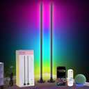 Corner Floor Lamp Set of 2, RGB LED Corner Lamp with Music Sync, Smart App and Remote Control Color Changing Ambience Light, 16 Million DIY Colors Timer Setting for Bedroom, Living Room (Compatible with Alexa)