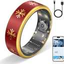 Smart Ring for Women & Men, Fitness Tracker Ring with Sleep Monitoring, Heart Rate & Blood Oxygen Tracking, IP68 Waterproof, Bluetooth Health Ring, No Subscription (Red, 9)