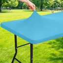 Moosfor Spandex 6 Foot Rectangle Table Cloth, Elastic Fitted Tablecloths for Picnic, Stretch Washable Patio Table Cover for Outdoor, Camping, Banquet and Parties (Blue Mist, 30"x72")