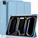 ZryXal New iPad Pro 13 Inch Case M4 (2024 Model, 7th Generation) with Pencil Holder, Smart iPad Case [Support Pencil Pro and Pencil (USB-C)], Support Touch ID and Auto Wake/Sleep (Azure Blue)